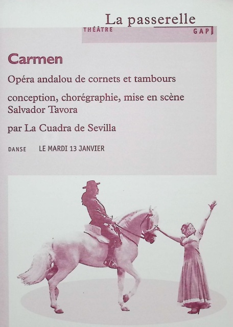 Carmen. Opéra andalou de cornets et  tambours. Conception, chorégraphie, mise en scène Salvador Tavora par La Cuadra de Sevilla 
