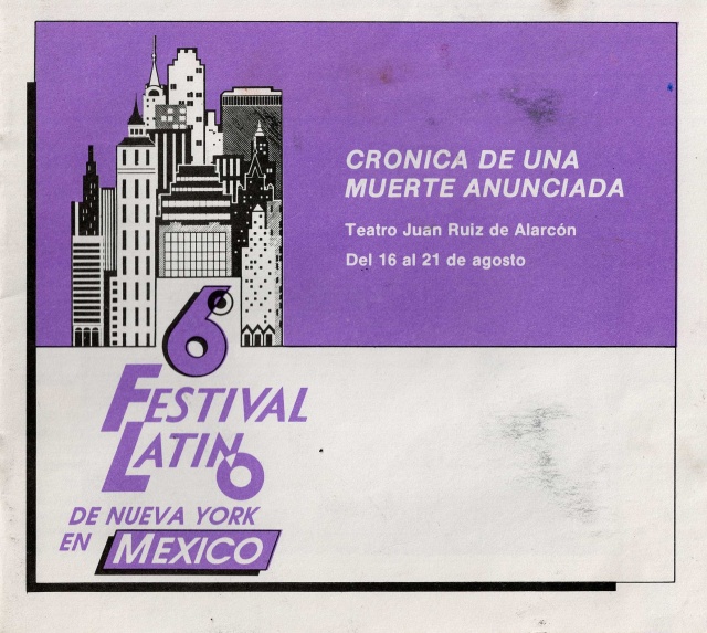 6º Festival Latino de Nueva York en México. "Crónica de una muerte anunciada" de Salvador Távora