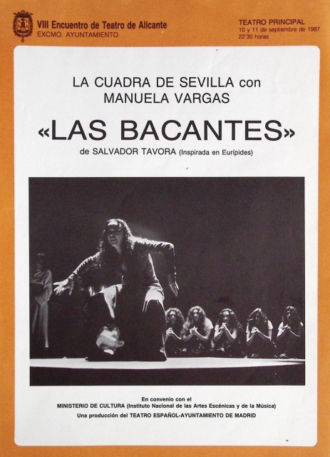 "Las Bacantes" de Salvador Távora (Inspirada en Eurípides). La Cuadra de Sevilla con Manuela Vargas. VIII Encuentro de Teatro de Alicante